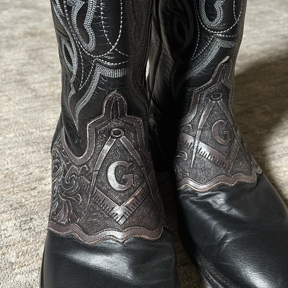 Teskey’s Black Western Embroidered mens cowboy Boots size 11.5 - made in USA - Picture 3 of 12